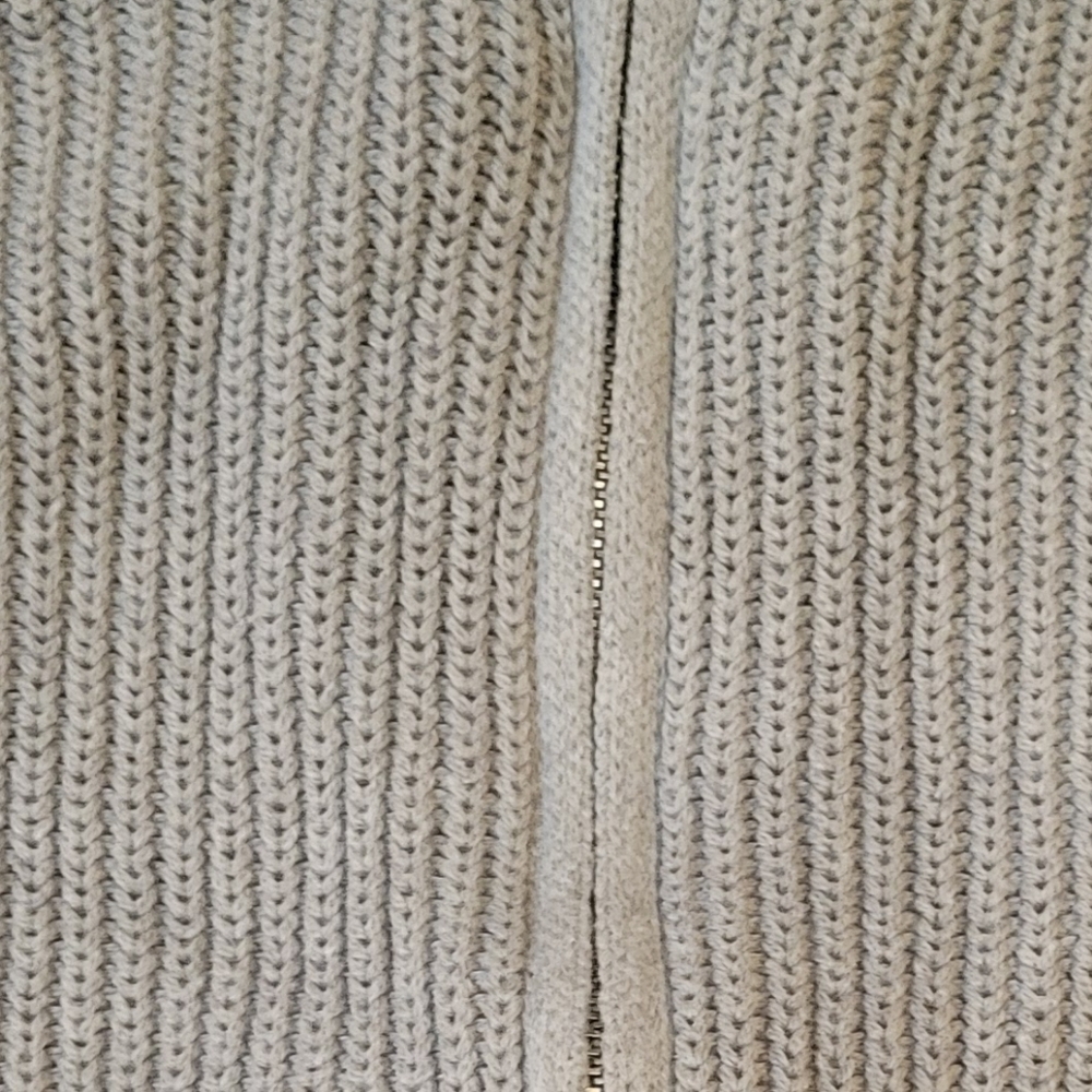 Grey Ribbed Zip Front Cardigan Size M - Picture 5 of 5